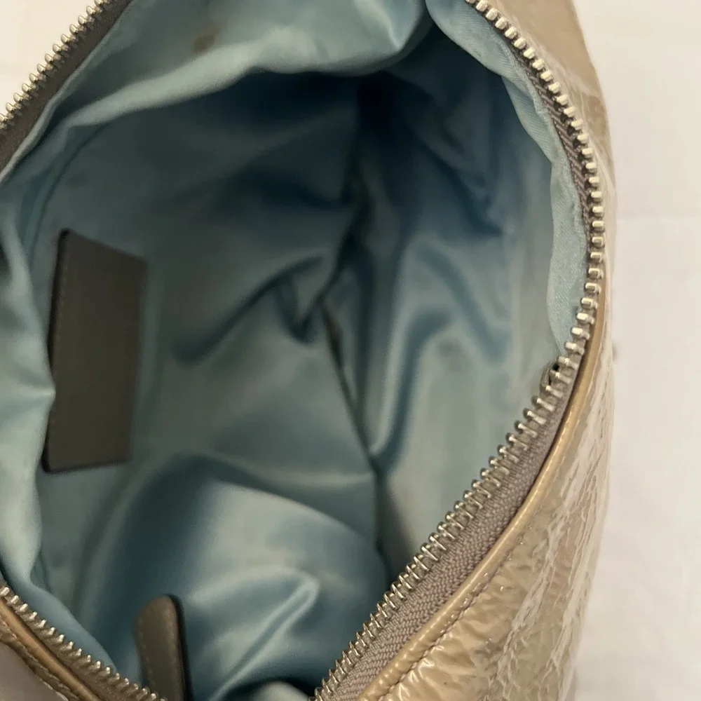 Coach Kristin Patent Leather‎ Hobo 19299 Shoulder Bag Purse Tan Taupe 13 X 10